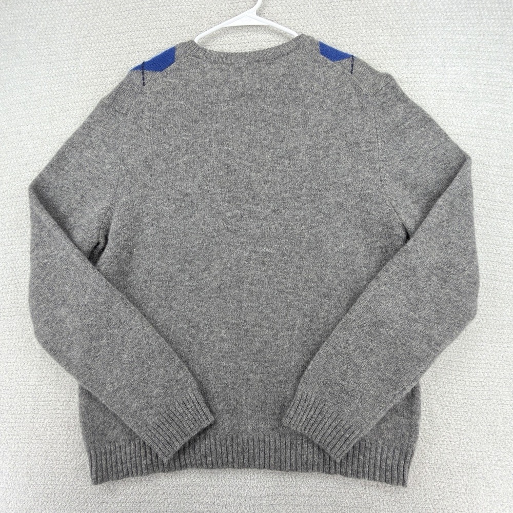 Vintage Abercrombie Fitch Sweater Mens XL Shetland Wool Argyle Gray V-Neck - Picture 4 of 7